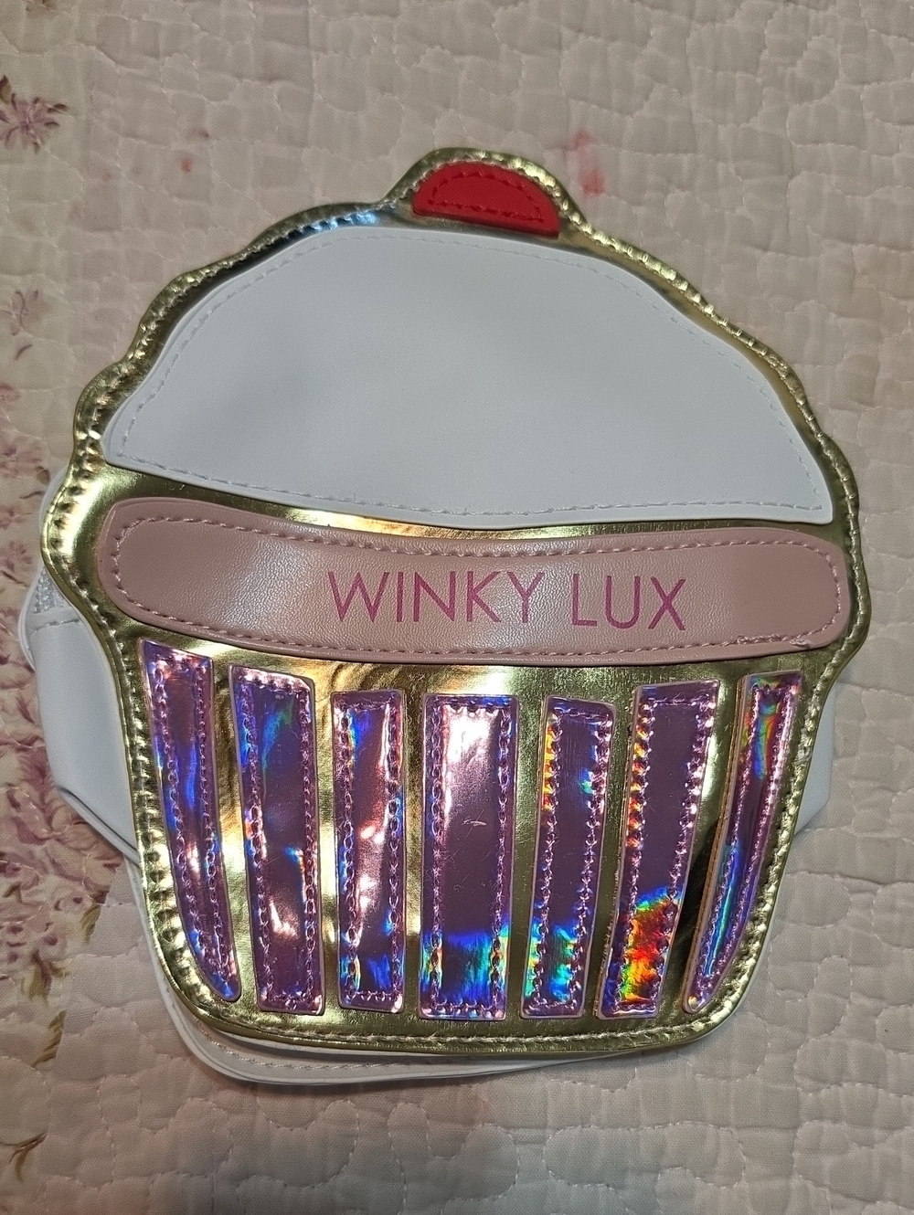 WINKY LUX White, Pink & Holographic Cupcake Card & Key Holder